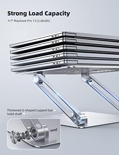 Lamicall Adjustable Laptop Stand, Portable Laptop Riser, Aluminum Laptop Stand for Desk Foldable, Ergonomic Computer Notebook Stand Holder for MacBook Air Pro, Dell XPS, HP (10-17.3'') - Silver - Image 5