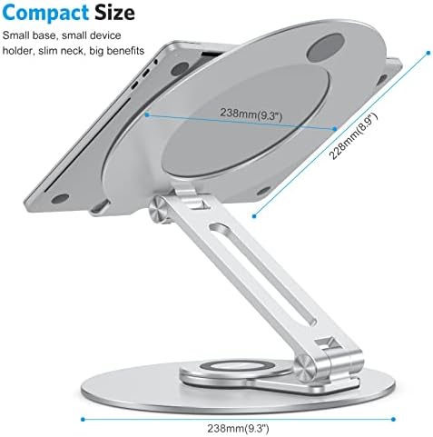 Adjustable Laptop Stand with 360 Rotating Base, OMOTON Ergonomic Laptop Riser for Collaborative Work, Dual Rotary Shaft Fully Foldable for Easy Storage, Fits MacBook / All Laptops up to 16 inches - Image 6