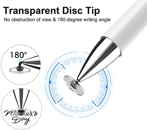 Stylus for iPad (2 Pcs), StylusHome Magnetic Disc Universal Stylus Pens Touch Screens for Apple/iPhone/Ipad pro/Mini/Air/Android/Microsoft/Surface All Capacitive Touch Screens - Black/White - Image 3