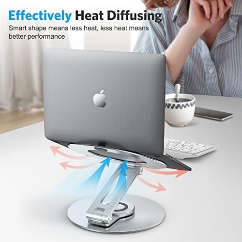 Adjustable Laptop Stand with 360 Rotating Base, OMOTON Ergonomic Laptop Riser for Collaborative Work, Dual Rotary Shaft Fully Foldable for Easy Storage, Fits MacBook / All Laptops up to 16 inches - Image 9
