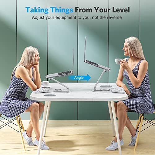 Adjustable Laptop Stand with 360 Rotating Base, OMOTON Ergonomic Laptop Riser for Collaborative Work, Dual Rotary Shaft Fully Foldable for Easy Storage, Fits MacBook / All Laptops up to 16 inches - Image 7