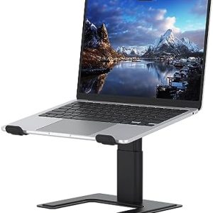 ALASHI Laptop Stand for Desk, Computer Stand Adjustable Height, Ergonomic Notebook Laptop Riser, Aluminum Metal Holder Compatible with 10 to 17.3 Inches Notebook PC Computer, Black